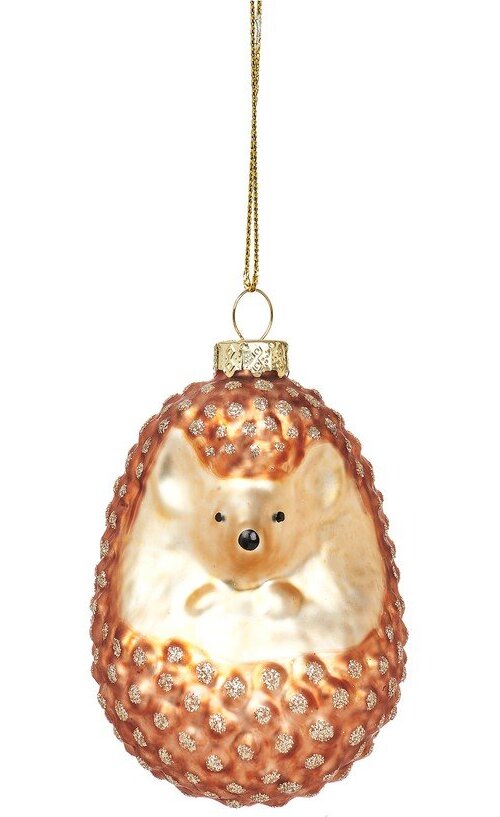 Skleněná ručně vyrobená vánoční ozdoba 5,5 cm Woodland Hedgehog – Sass & Belle