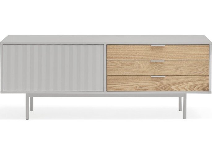 TV stolek v dekoru dubu v šedo-přírodní barvě 140x52 cm Sierra – Teulat