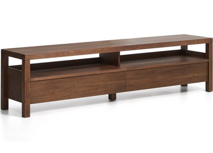 TV stolek v dekoru akácie v tmavě přírodní barvě 200x50x40 cm Norani – Kave Home