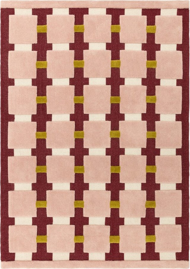 Vínový/růžový ručně tkaný koberec s příměsí vlny 120x170 cm Mallory – MADE