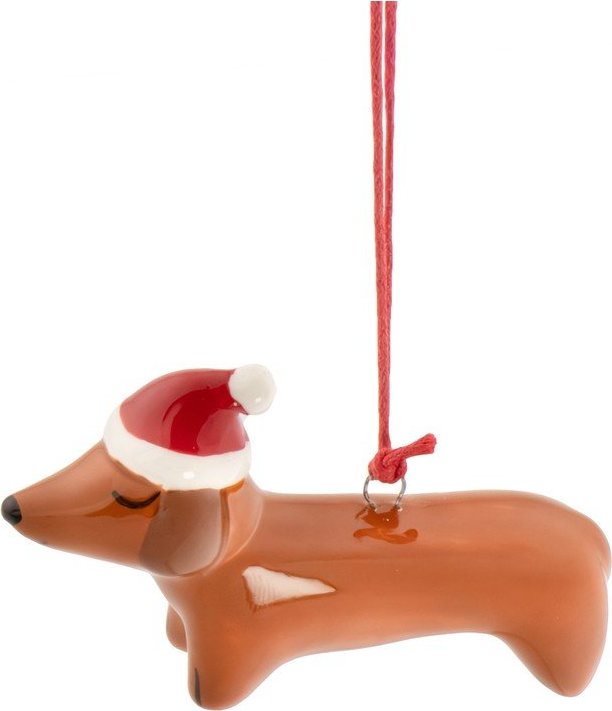 Keramická vánoční ozdoba 7,5 cm Sausage Dog – Sass & Belle