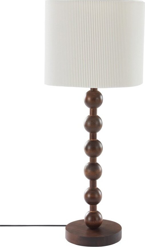 Bílá/tmavě hnědá stolní lampa z masivního dřeva (výška 55 cm) Malia – Jotex