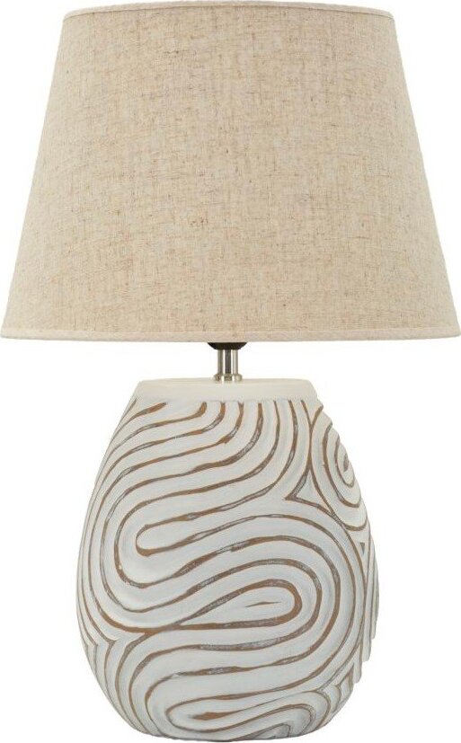Krémová stolní lampa z polyresinu s textilním stínidlem (výška 55 cm) Oblix – Mauro Ferretti