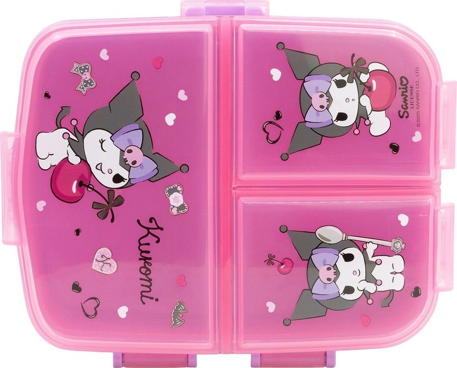 Růžový plastový dětský svačinový box Kuromi – STOR