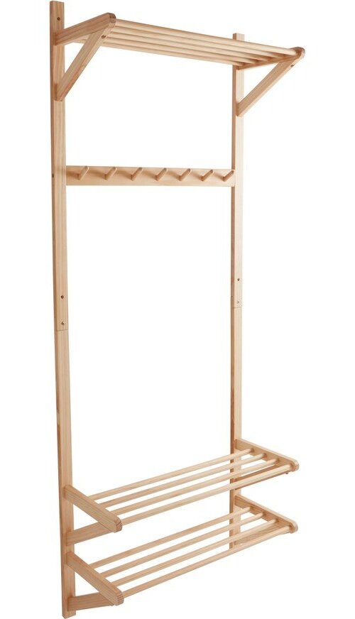 Předsíňová sestava z borovicového dřeva ve světle přírodní barvě 75x190x32 cm Cole – Jotex