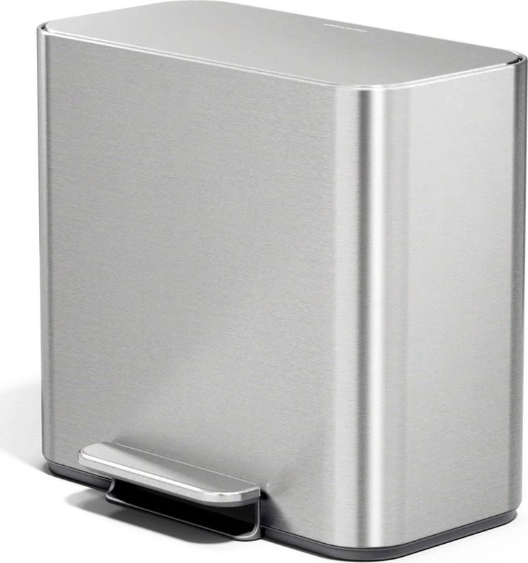 Odpadkový koš na tříděný odpad/nášlapný z nerezové oceli v matně stříbrné barvě 15 l Dual Mini – simplehuman