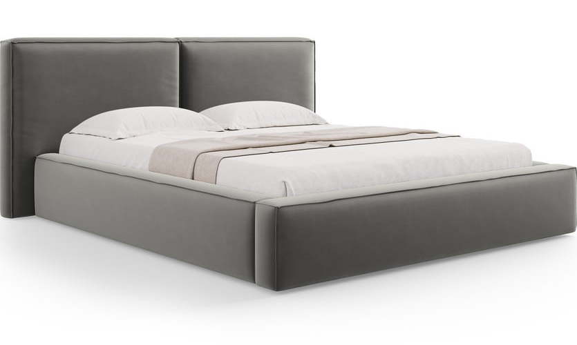 Šedá sametová čalouněná dvoulůžková postel s úložným prostorem s roštem 180x200 cm Arendal – Cosmopolitan Design