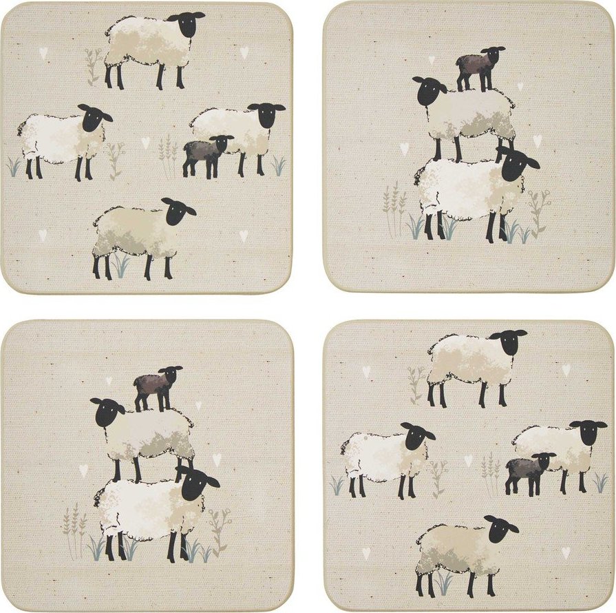 Taupe korkové podtácky v sadě 4 ks Highland Sheep – Cooksmart ®