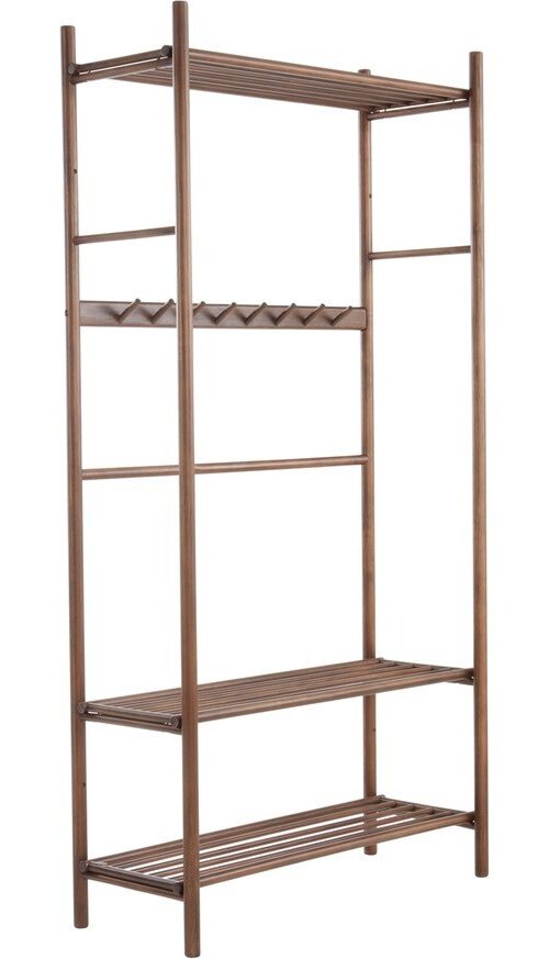 Předsíňová sestava z borovicového dřeva v tmavě přírodní barvě 100x200x40 cm Woodley – Jotex