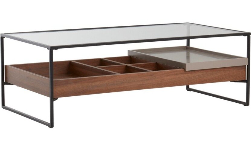 Konferenční stolek se skleněnou deskou v tmavě přírodní barvě 60x120 cm Sveg – Jotex
