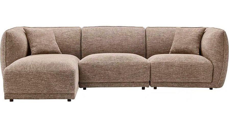 Béžová žinylková rohová pohovka (levý roh/s lenoškou) Noor – House Nordic