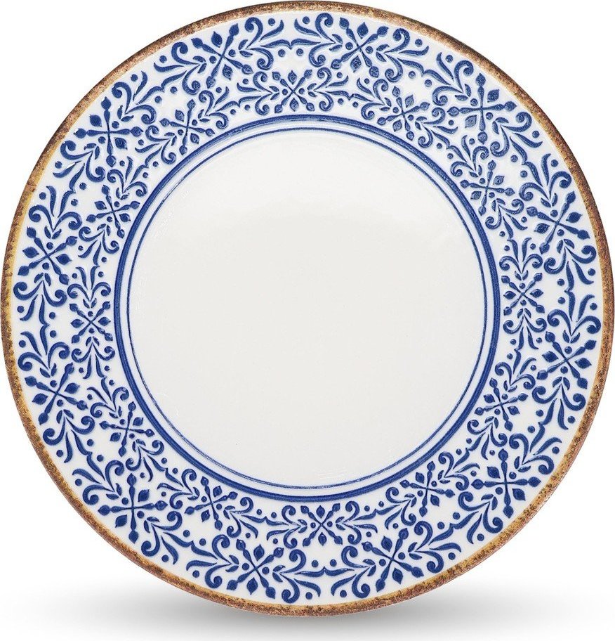 Bílý/modrý servírovací porcelánový talíř ø 32 cm Azul – BonBistro