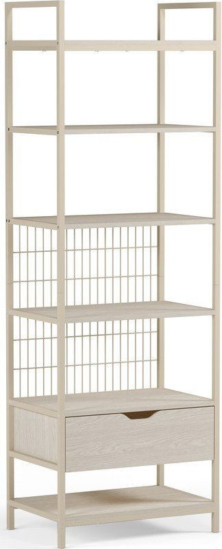 Krémová ocelová knihovna 60x179,5x40 cm Amara – Marckeric
