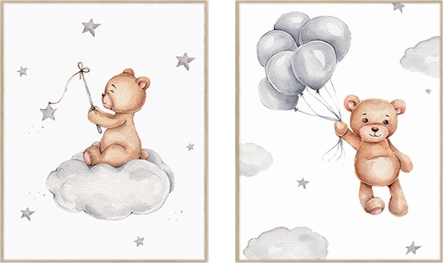 Dětské obrázky v sadě 2 ks 30x40 cm Teddy Bears – knor