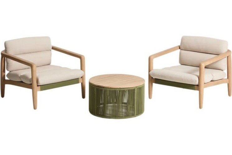 Zelený/v přírodní barvě zahradní lounge set z masivu akácie pro 2 osoby Menfi – Kave Home