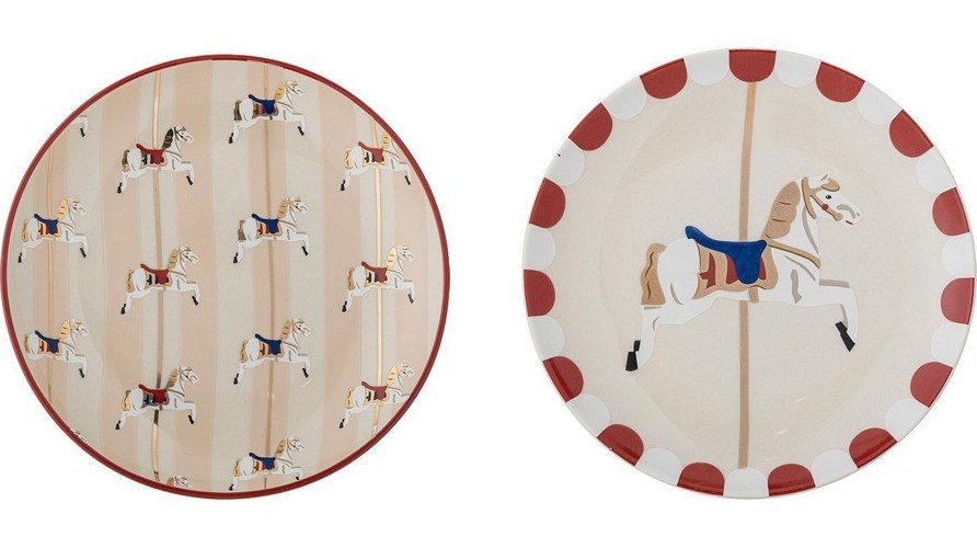 Dezertní talíře v sadě 2 ks s vánočním motivem z kameniny ø 16 cm Merry-go-round – Bloomingville