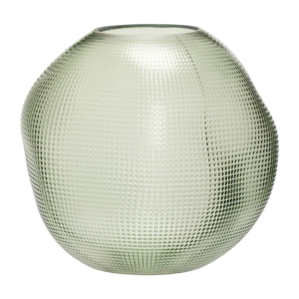 Zelená skleněná váza Hübsch Sole, výška 20 cm