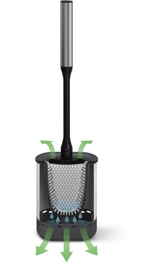 Tmavě šedá WC štětka z nerezové oceli Cleany – Metaltex
