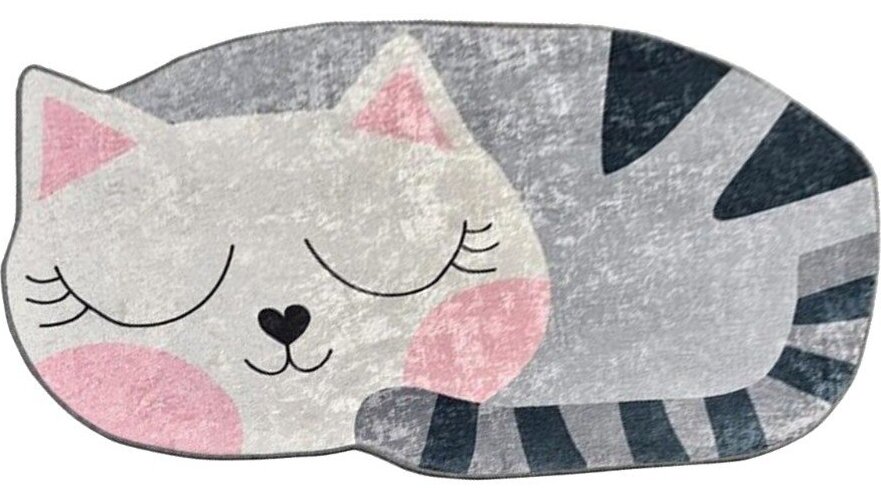 Růžový/šedý pratelný dětský koberec 60x100 cm Cat – Mila Home