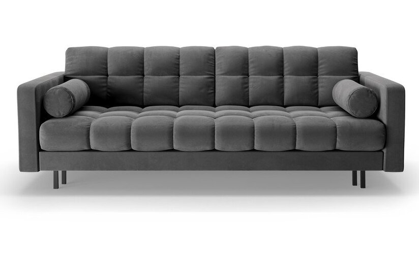 Tmavě šedá sametová rozkládací/s úložným prostorem pohovka 222 cm Bali – Cosmopolitan Design