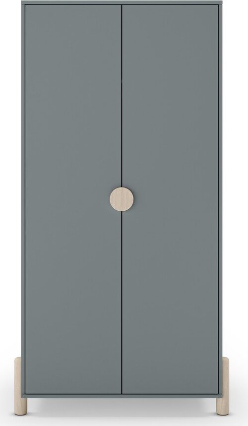 Dětská šatní skříň šedozelená z borovicového dřeva 93x180x45 cm Enola – Marckeric