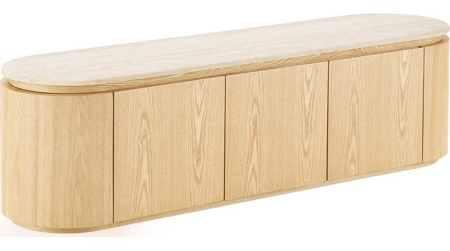 Krémový/v přírodní barvě TV stolek s deskou z kamene 160x45x40 cm Larvik – House Nordic