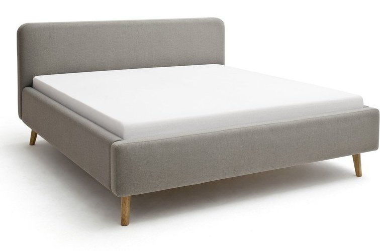 Taupe čalouněná dvoulůžková postel s úložným prostorem s roštem 180x200 cm Mattis – Meise Möbel