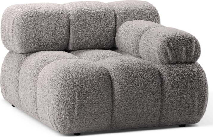 Světle šedý modul pohovky z textilie bouclé (pravý roh) Bellis – Micadoni Home