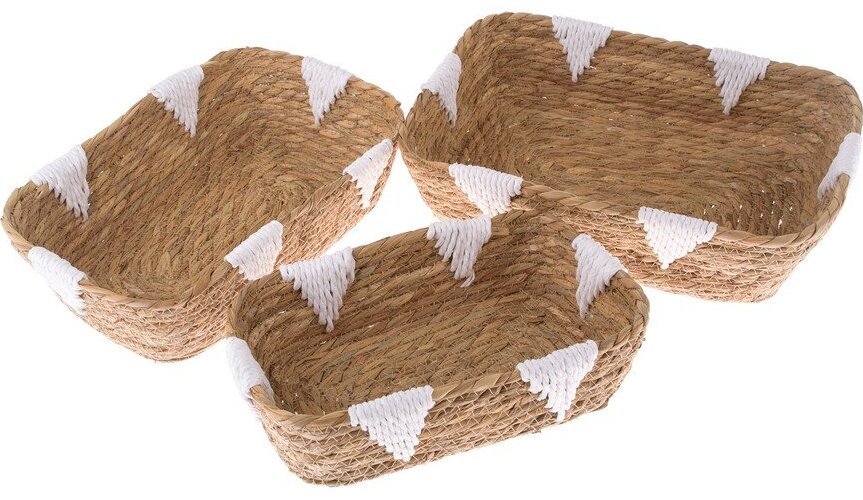Košíky v sadě 3 ks z proutí ø 34x10 cm – Dakls