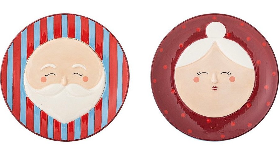 Červené dezertní talíře v sadě 2 ks s vánočním motivem z kameniny ø 16 cm Granny – Bloomingville