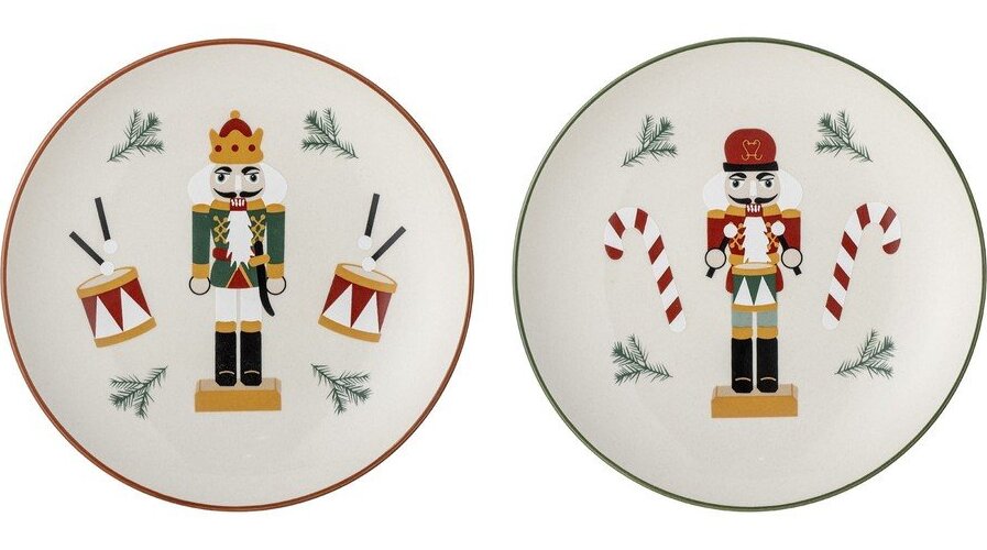 Dezertní talíře v sadě 2 ks s vánočním motivem z kameniny ø 16 cm Jolly – Bloomingville