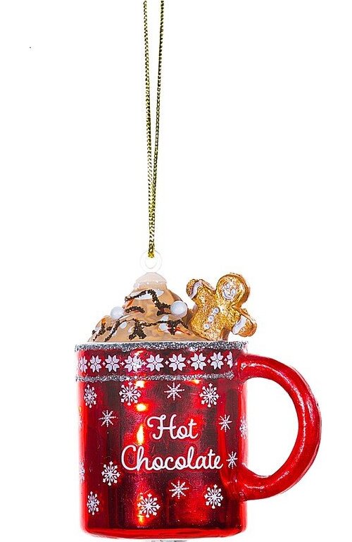 Skleněná ručně vyrobená vánoční ozdoba 6 cm Hot Chocolate – Sass & Belle