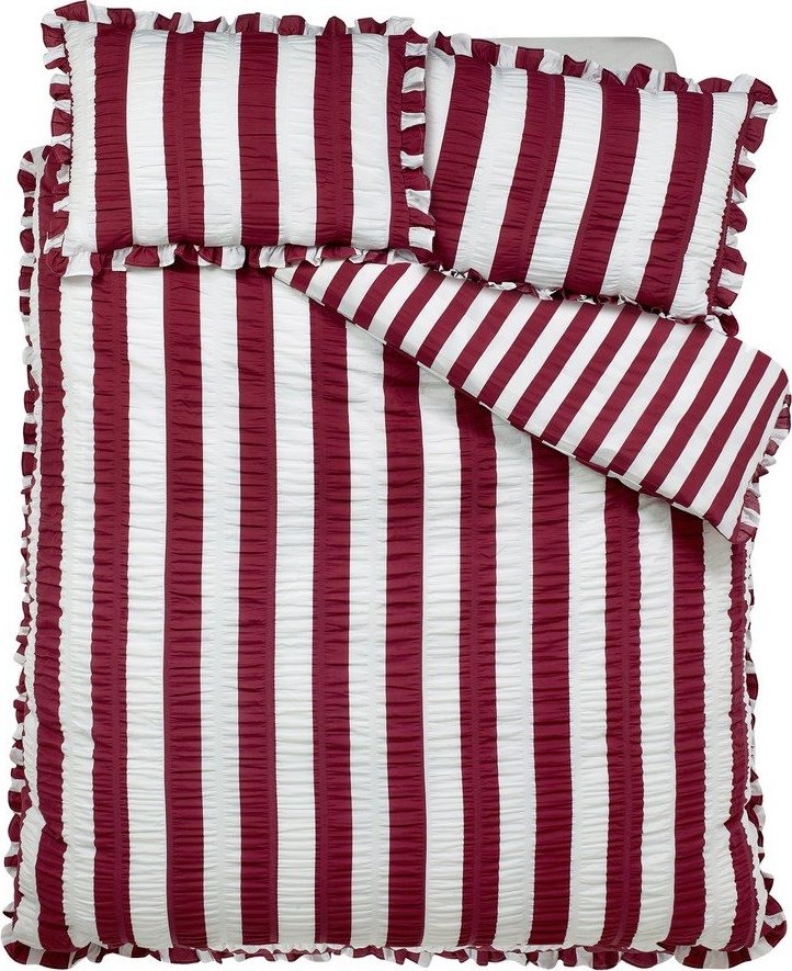 Tmavě fialové povlečení na jednolůžko 135x200 cm Seersucker Frill Stripe – Catherine Lansfield