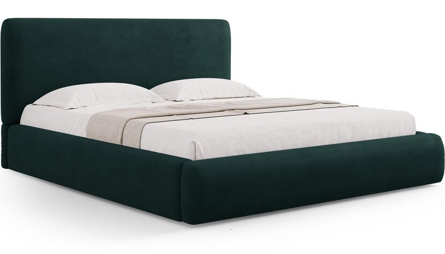 Tmavě zelená čalouněná dvoulůžková postel s úložným prostorem s roštem 160x200 cm Colonel – Cosmopolitan Design