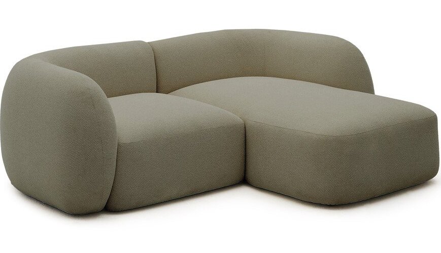 Khaki žinylková modulární rohová pohovka (pravý roh/s lenoškou) Martina – Kave Home