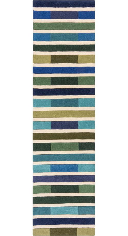 Zelený vlněný koberec běhoun 230x60 cm Piano - Flair Rugs