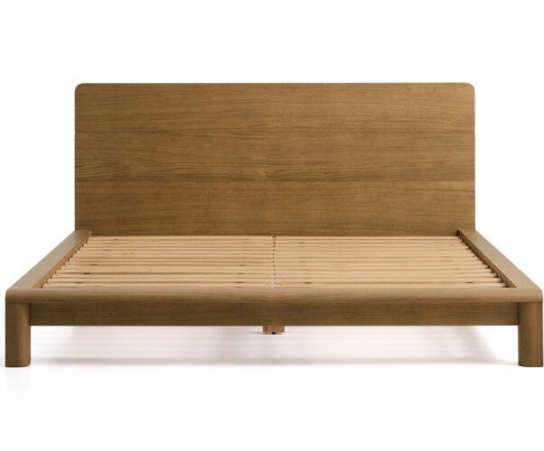 Světle hnědá dvoulůžková postel v dekoru dubu s roštem 160x200 cm Arelida – Kave Home