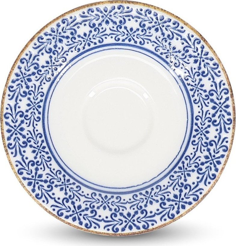 Bílý/modrý porcelánový podšálek ø 14 cm Azul – BonBistro