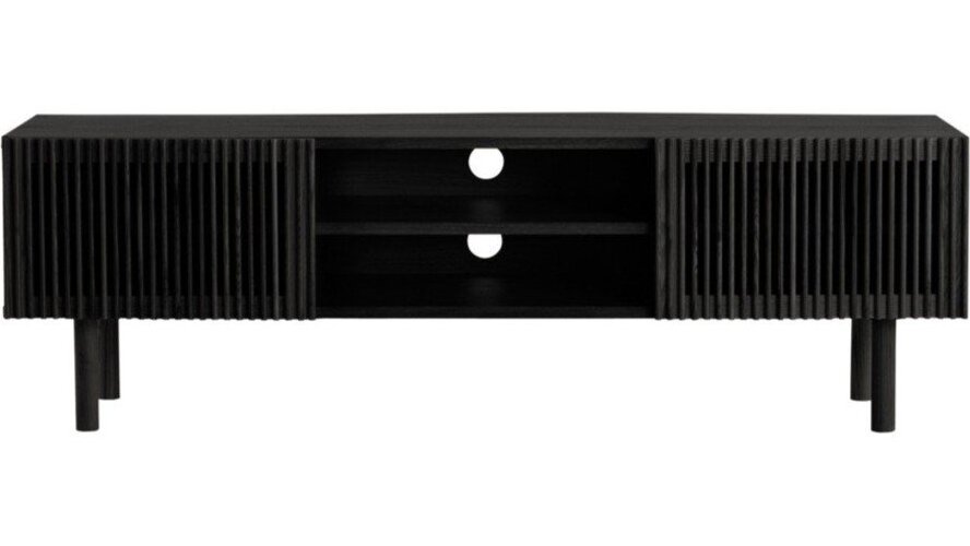 Černý TV stolek v dekoru jasanu 160x50x43 cm Sion – Jotex