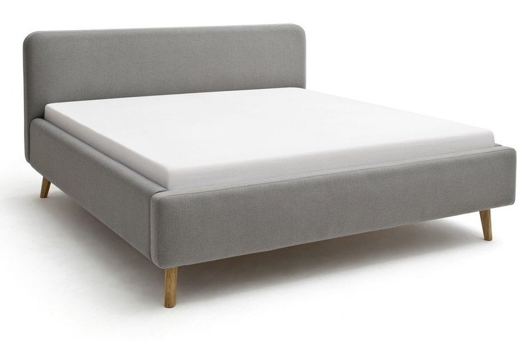 Šedá čalouněná dvoulůžková postel s úložným prostorem s roštem 140x200 cm Mattis – Meise Möbel
