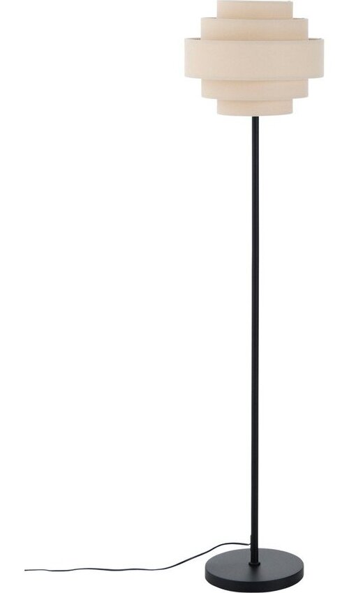 Matně černá/béžová látková stojací lampa (výška 145 cm) Miguel – Ellos Home