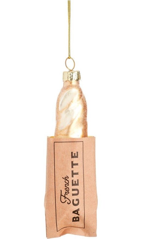 Skleněná ručně vyrobená vánoční ozdoba 4 cm Baguette – Sass & Belle