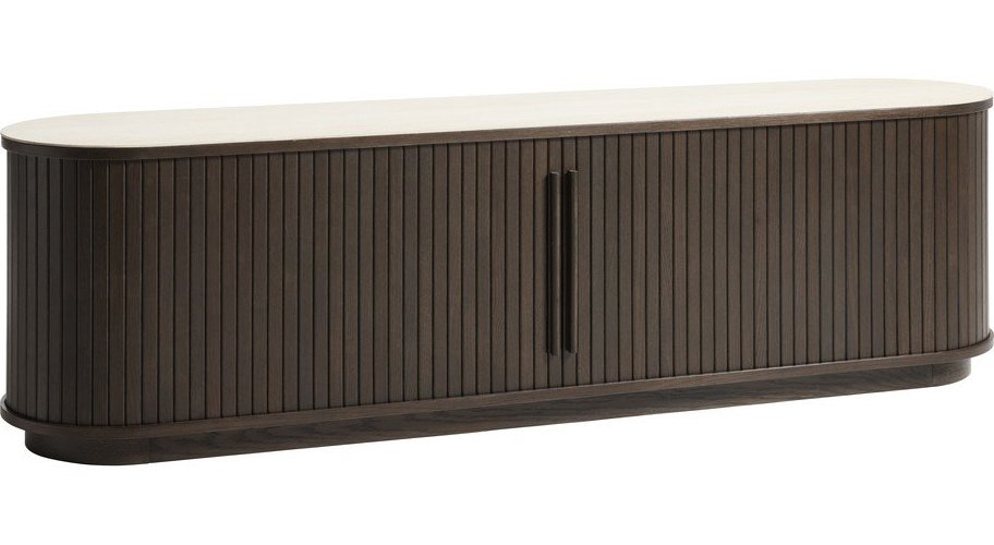 TV stolek s keramickou deskou v tmavě přírodní barvě 180x50x40 cm Enna – Unique Furniture