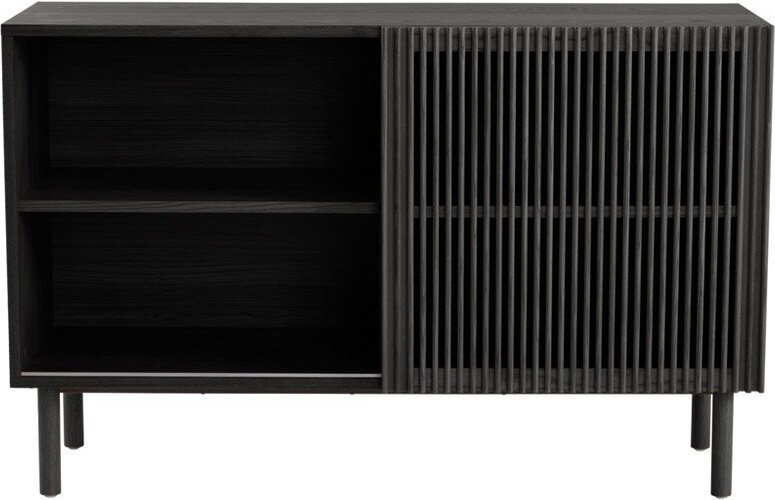 Černá skříňka v dekoru jasanu s posuvnými dveřmi 124x80x45 cm Sion – Jotex