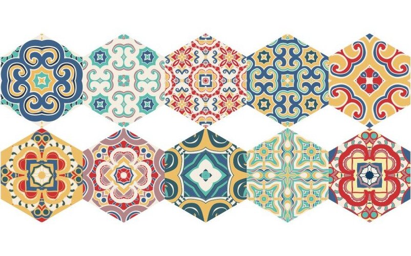 Sada 10 samolepek na podlahu Ambiance Floor Stickers Hexagons Lorena, 40 x 90 cm