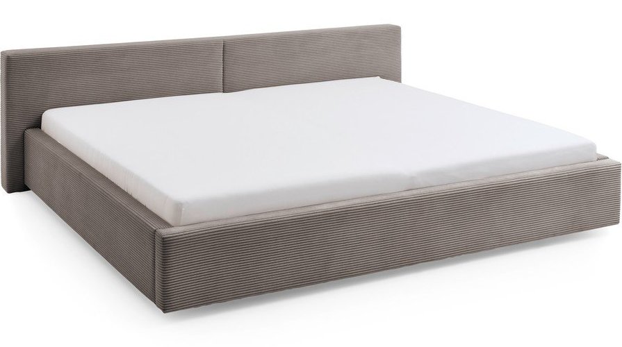 Taupe čalouněná dvoulůžková postel s úložným prostorem s roštem 200x240 cm Cube – Meise Möbel