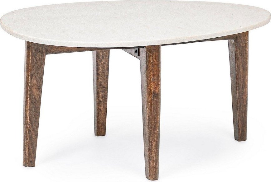 Bílý/v přírodní barvě konferenční stolek s mramorovou deskou 50x70 cm Sylvester – Bizzotto