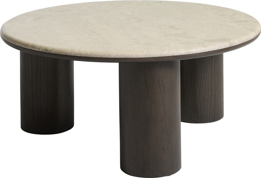 Kulatý konferenční stolek s mramorovou deskou v tmavě přírodní barvě ø 90 cm Piazze – Unique Furniture