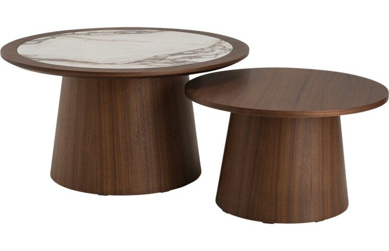 Hnědý kulatý konferenční stolek z MDF Tiffty – Ellos Home