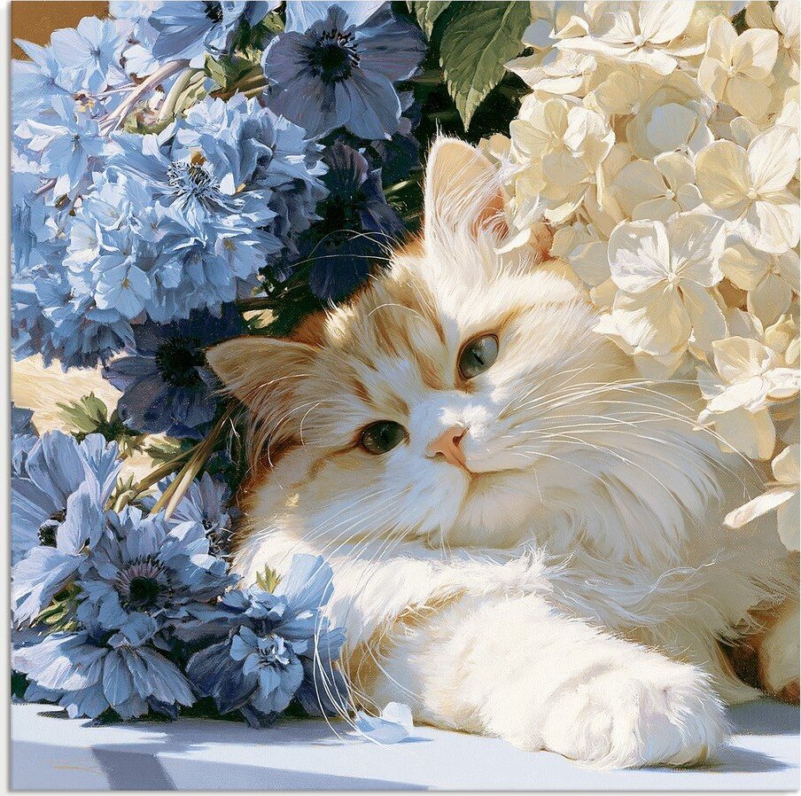 Tištěný obraz na plátně 32x32 cm Floral Feline – Styler